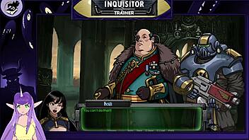 Inquisitor says, 'Take my monster cock in doggystyle, you sexy anime babe.'