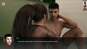 Reunion 80 Hints at Brunette's Big Tits in Playful Game.