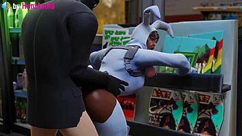 Henchman fucks bunny brawler vagina in standing doggystyle Fortnite 3D animation.