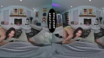 scarlett alexis grabs her big tits before riding kyle mason's thick cock 😏