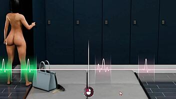 Delicious brunette engages in hot sex with big cock in locker room