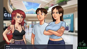 Fat MILF and her curvy body in summer hentai game