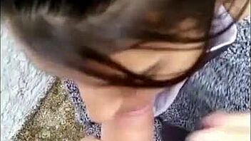 Risky public blowjob on the street, flashing tits for voyeurs.