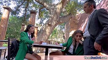 Petite teens dominate free fuck day promotion