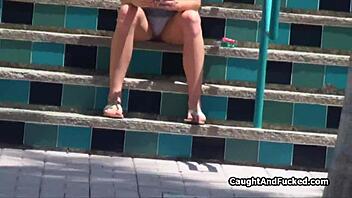 i watch perky blonde classmate blow voyeur outside