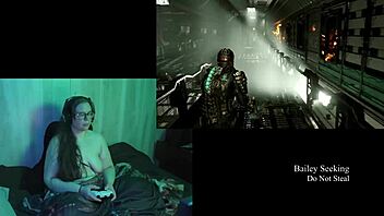 naked deadspace gameplay streaming part 6 with brunette