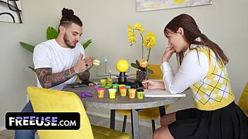 freeuse handsy school project with choking and gagging