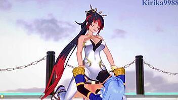 Amari Aquamarine, Kaguya Nanbu, Suzuka-Hime in Wild Lesbian and Futanari Hentai