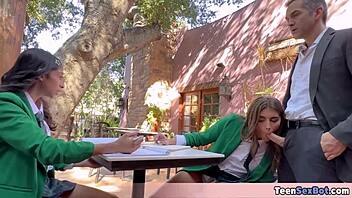 Petite teens dominate free fuck day promotion