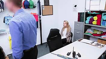 From behind action for shoplifter babes in uniform