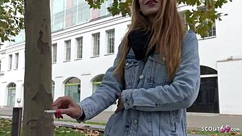 Wow! German scout picks up skinny teen Adelle for extreme street banging to eye-rolling climax!