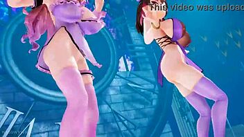 two girls dance in 3d animation