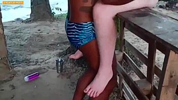 Trio fucks by river!