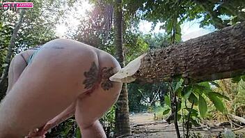 When I pee in the woods, I think about shoving this big black cock in my ass