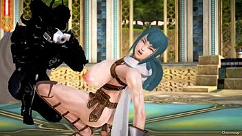 Beautiful handjob in 3D hentai called Demon King and Warrior