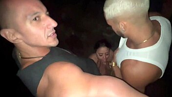 We did a wild fuck in the street with the busty girl, leaving her face covered in cum.