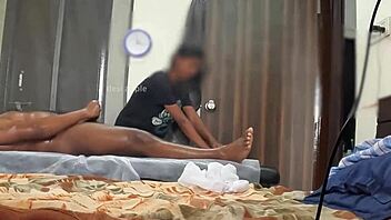 Two big black cocks screwing wet pussy girl in local home