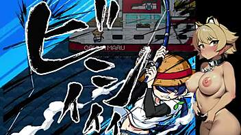 Confronting sea devil in hentai fishing play two