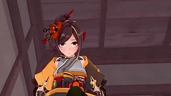 watching chiori in genshin impact pov scene on sheer fantasyking3