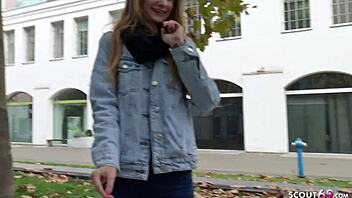 Wow! German scout picks up skinny teen Adelle for extreme street banging to eye-rolling climax!