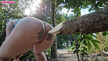 When I pee in the woods, I think about shoving this big black cock in my ass