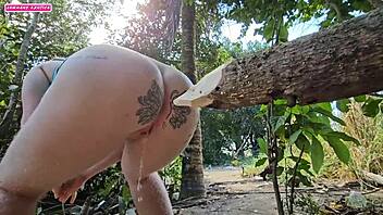 When I pee in the woods, I think about shoving this big black cock in my ass