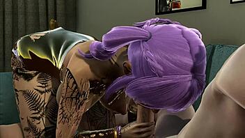 3D Emo Girl Drains Guy With Facial Cum