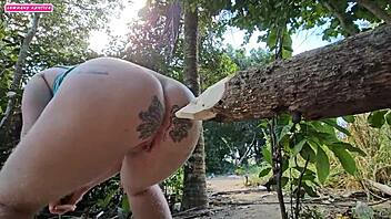 When I pee in the woods, I think about shoving this big black cock in my ass