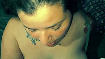 Chubby BBW amateur gets cum all over her big natural tits after blowjob 😍