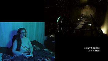 naked deadspace gameplay streaming part 6 with brunette