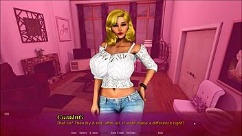 Step mom's friend enjoys assjob massage in hentai game.