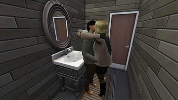 coffee with a friend turns into a bathroom fuck session, guy pounding girl while smoking and wearing heels