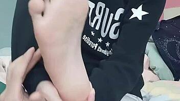 slim gay teen sucks sexy feet in foot fetish