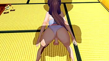 Cute girl in sexy maid costume excites big cock in 3d hentai 83