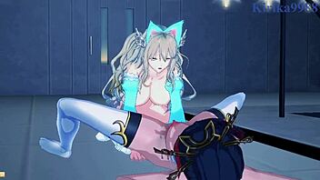 Amari Aquamarine, Kaguya Nanbu, Suzuka-Hime in Wild Lesbian and Futanari Hentai