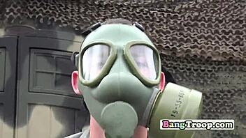 superior officer instructs soldiers in military office activity