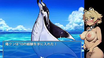 Confronting sea devil in hentai fishing play two