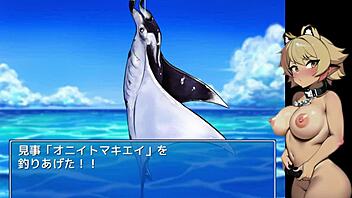 Confronting sea devil in hentai fishing play two
