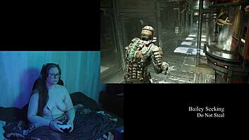 naked deadspace gameplay streaming part 6 with brunette