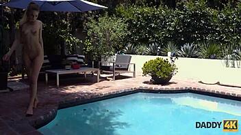 Hey, wanna see this athletic man bang my cute gf by the pool?