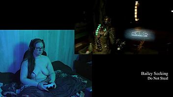 naked deadspace gameplay streaming part 6 with brunette