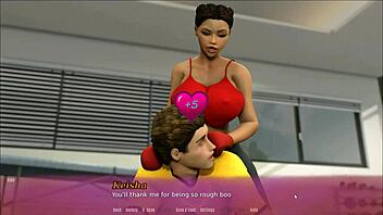 Step mom's friend enjoys assjob massage in hentai game.