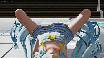 Miku gets wet in part 1 of wild cartoon tease! Hot!