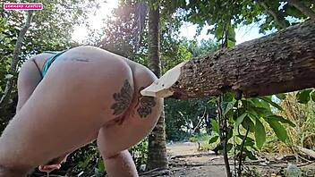 When I pee in the woods, I think about shoving this big black cock in my ass