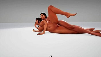 in this wild life cartoon, a futa babe bends over a busty bitch for intense blowjob and fucking action