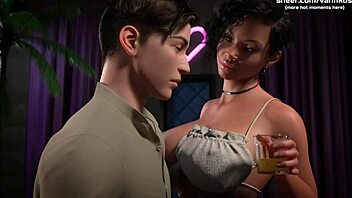 Big black ass ebony milf rides young white cock and drinks cum in hot interracial sex symphony of the serpent taboo hentai game part 3