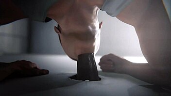 Watch this hard blowjob in the army bathroom, swallowing cum from game animation.