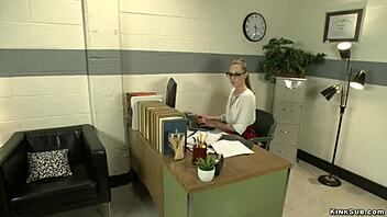 brunette slut fucks dildo machines