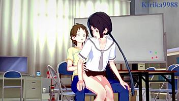 Hanako and Chisato's intense futanari sex in 3D hentai