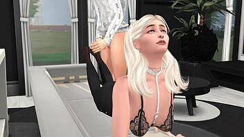 Young girl seduces her neighbor for a footjob and cunnilingus